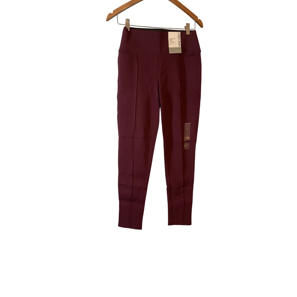 Nine West Maddie Plum Purple Pintuck Seam High Rise Leggings Small‎ WW12J004RS